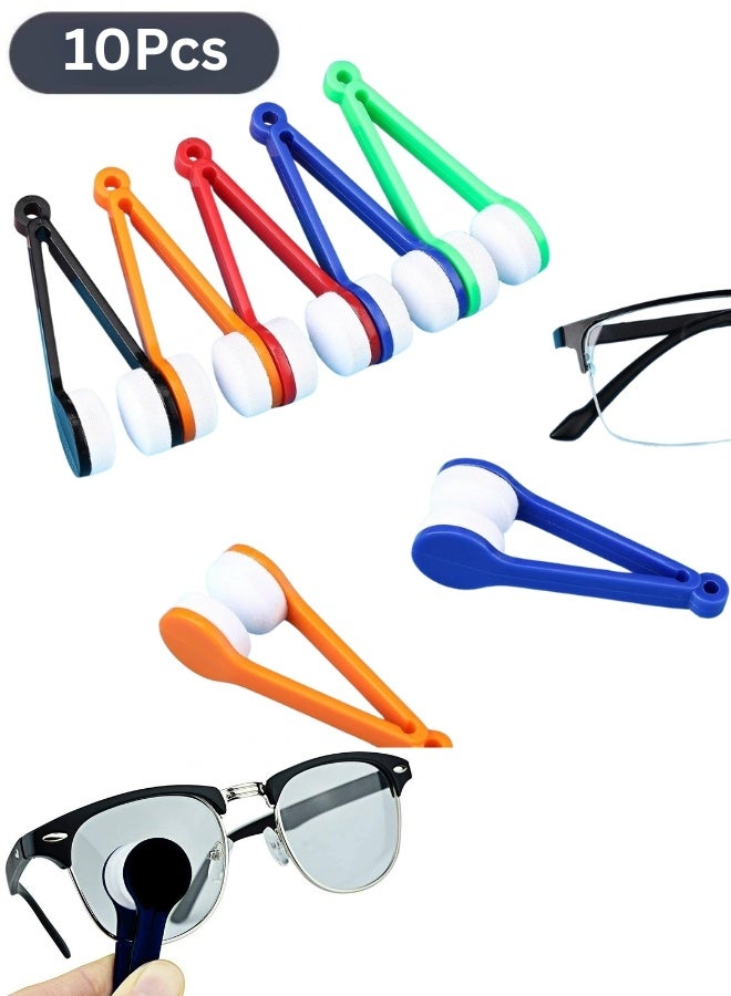 Happy Home 10 Pcs Mini Eyeglasses Cleaner Brush Clip – Microfiber Spectacles Cleaning Tool with Soft Scratch-Free Pads, Portable Tweezer-Shape Glasses Cleaner for Sunglasses, Reading Glasses, Computer Screen and Camera Lens – Lightweight Travel Cleaning Accessories - Image 1